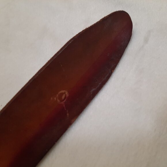 Vintage 70s 80s Tooled Leather Belt BO Jeans Big Buckle Brown Mens M Womens L - Picture 11 of 14